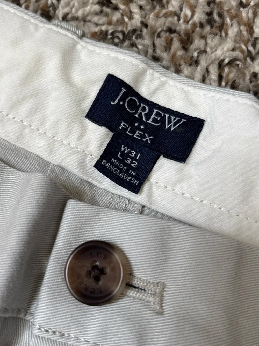 J. Crew Flex Men's Straight Fit Chino Pants, Light Gray 31x32, NWT